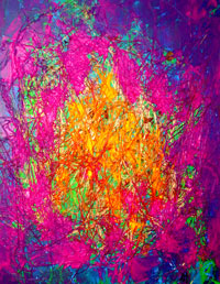 “Kraftort”  2019 · Acryl · Stroh · Bio · 50 x 40 cm · klick= großes bild